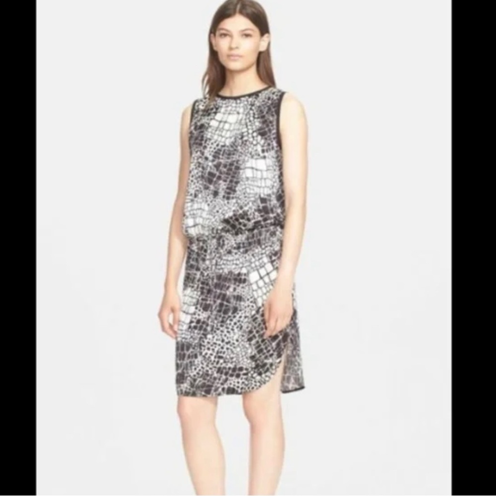 EUC Vince women’s croc print silk shift tank dress 2